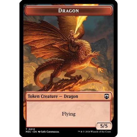 Dragon (Ripple Foil) // Treasure Double-Sided Token (M3C-12 // 34) - Modern Horizons 3 Commander Foil