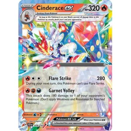 Cinderace ex - 028/142 28 - SV07 Stellar Crown Holofoil