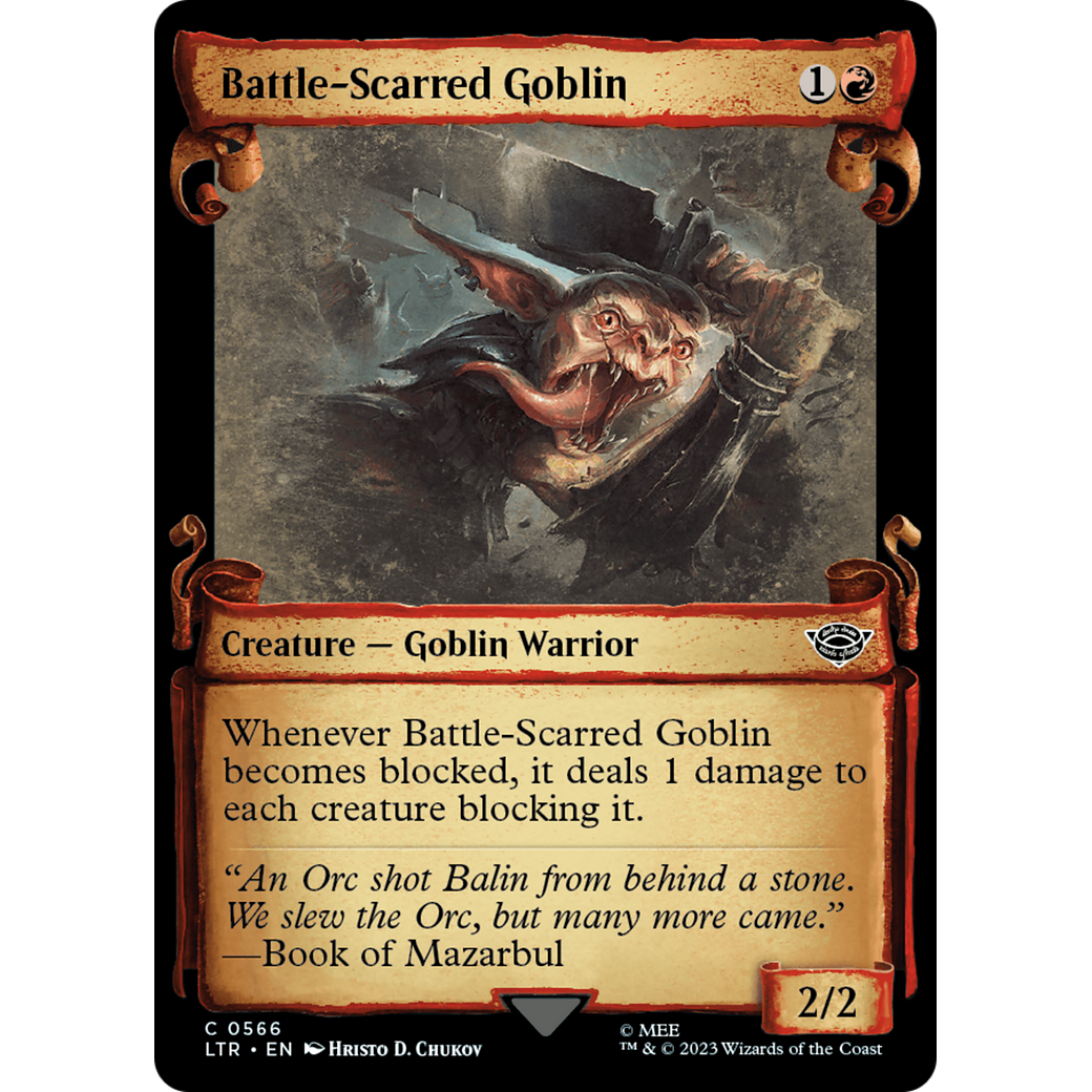 Battle-Scarred Goblin (LTR-566) - The Lord of the Rings: Tales of Middle-earth: (Showcase) Foil