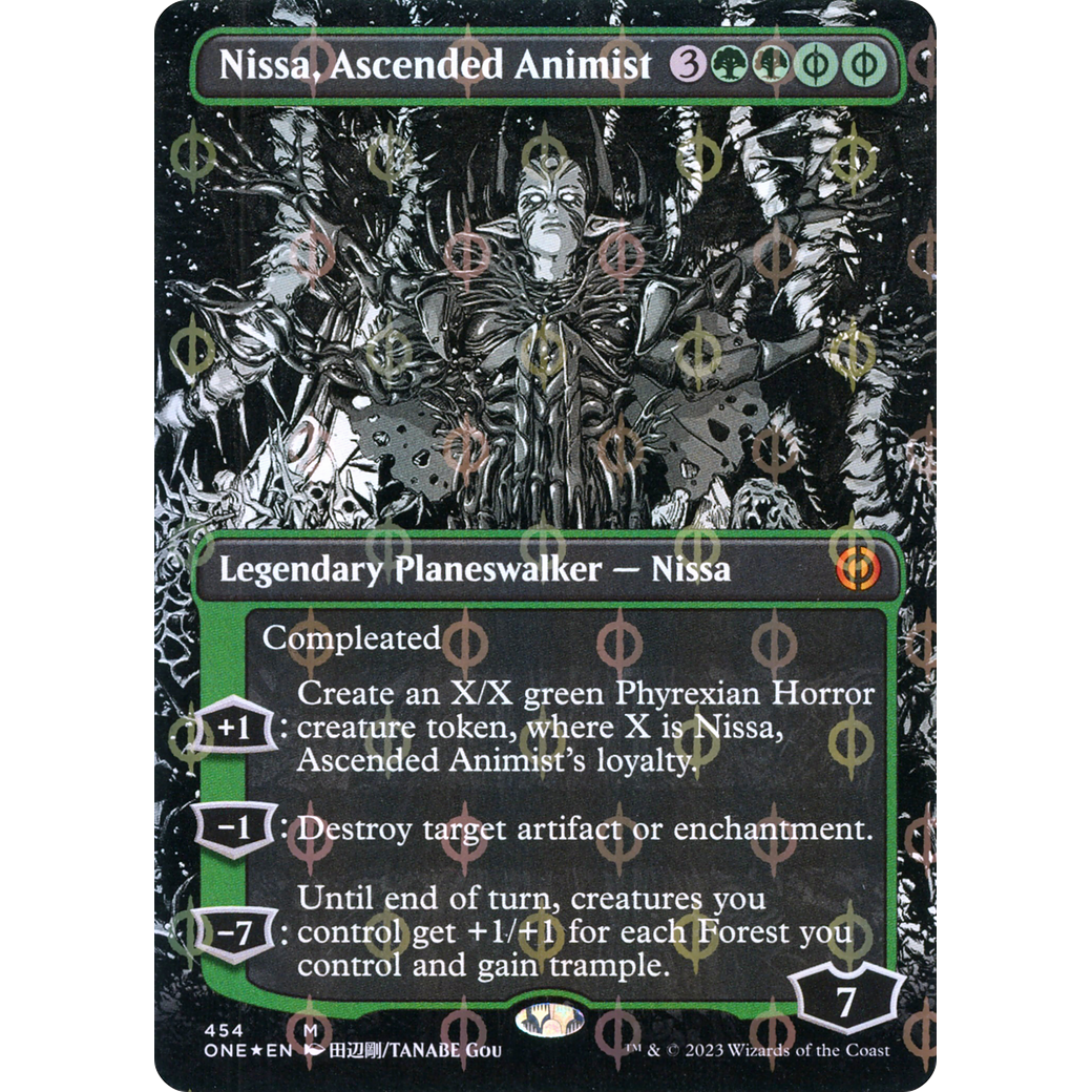 Nissa, Ascended Animist (ONE-454) - Phyrexia: All Will Be One: (Showcase) (Borderless) Foil
