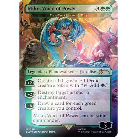 Miku, Voice of Power - Freyalise, Llanowar's Fury (Rainbow Foil) (SLD-1598) - Secret Lair Drop Series Foil