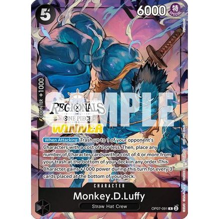 Monkey.D.Luffy (091) (Online Regional 2024 Vol. 3) [Winner] (OP07-091) - One Piece Promotion Cards