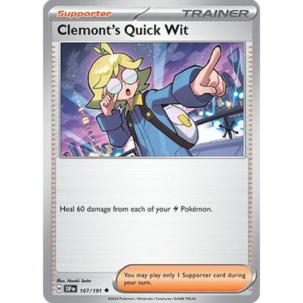 Clemont's Quick Wit - 167/191 167 - SV08 Surging Sparks Reverse Holofoil