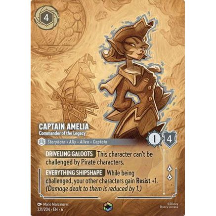 Captain Amelia - Commander of the Legacy (Enchanted) (221/204) - Azurite Sea Holofoil