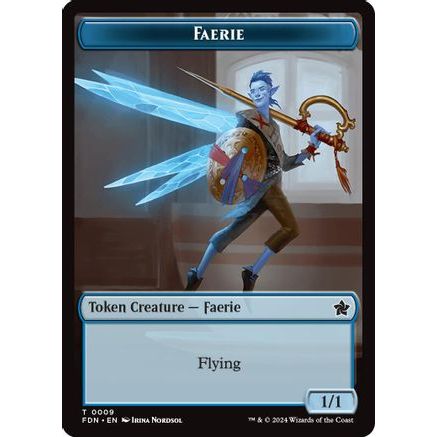 Faerie // Fish Doubled-Sided Token (FDN-9 // 10) - Foundations Foil