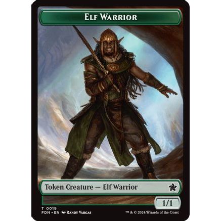 Elf Warrior // Cat (001) Doubled-Sided Token (FDN-19 // 1) - Foundations Foil