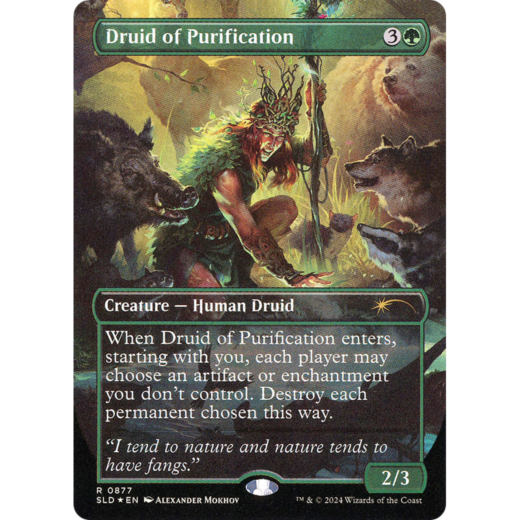 Druid of Purification (Rainbow Foil) (SLD-877) - Secret Lair Drop (Borderless) Foil
