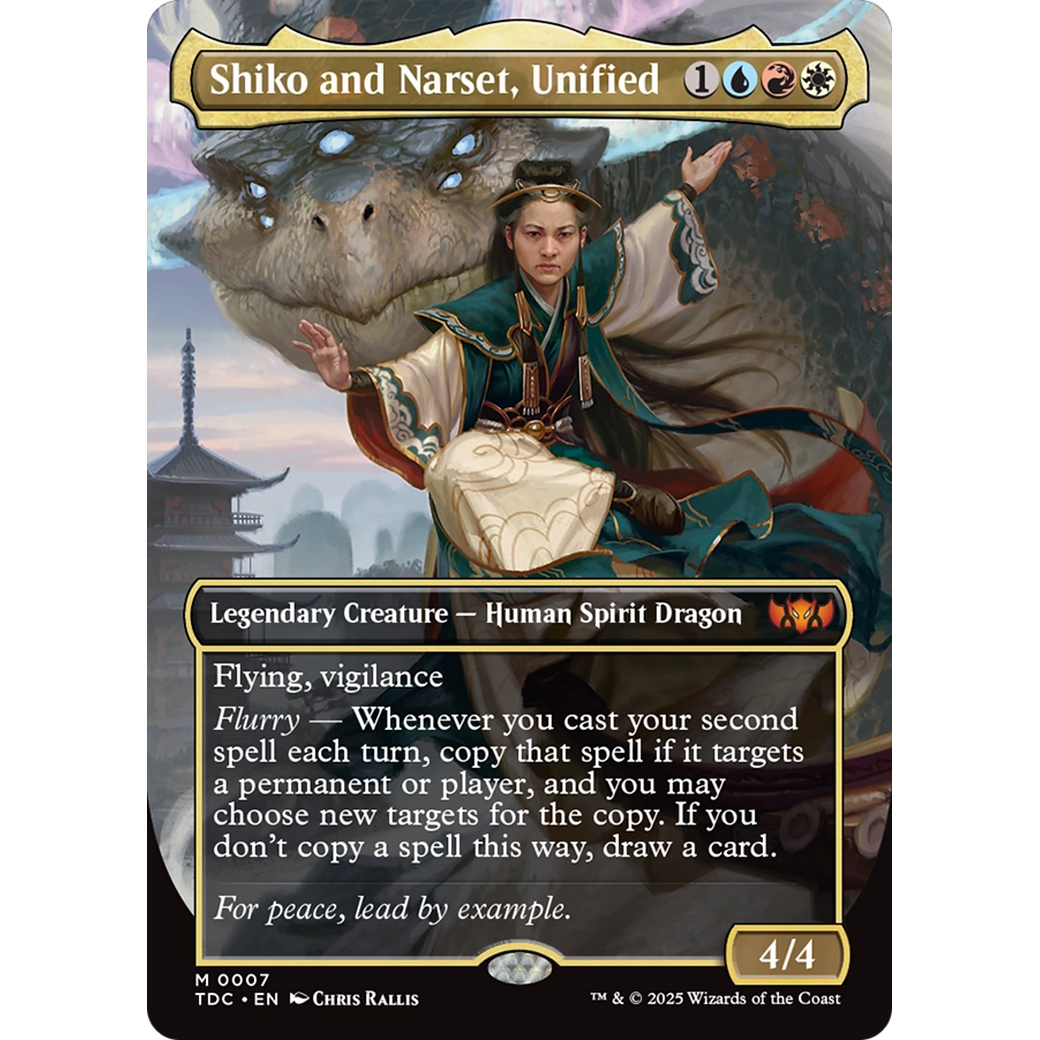 Shiko and Narset, Unified (TDC-007) - Commander: Tarkir: Dragonstorm (Borderless) Foil