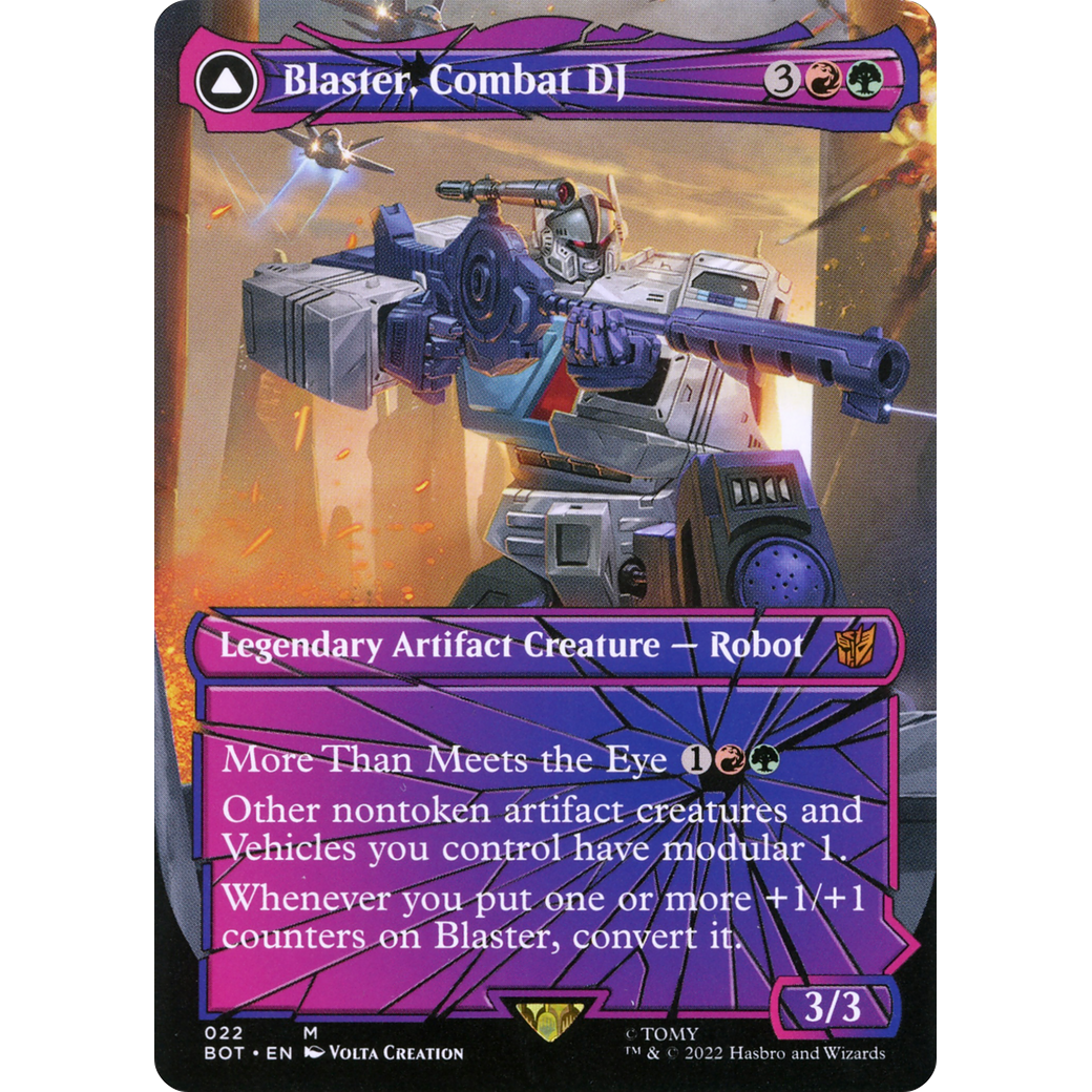 Blaster, Combat DJ (Shattered Glass) (BOT-022) - Transformers: (convertdfc, shatteredglass) (Borderless) Foil