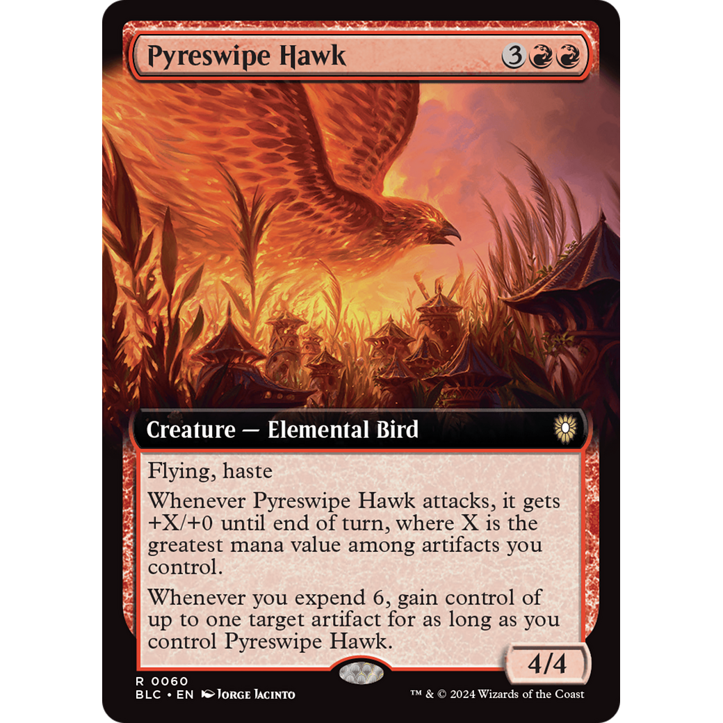 Pyreswipe Hawk (BLC-060) - Bloomburrow Commander: (Extended Art)