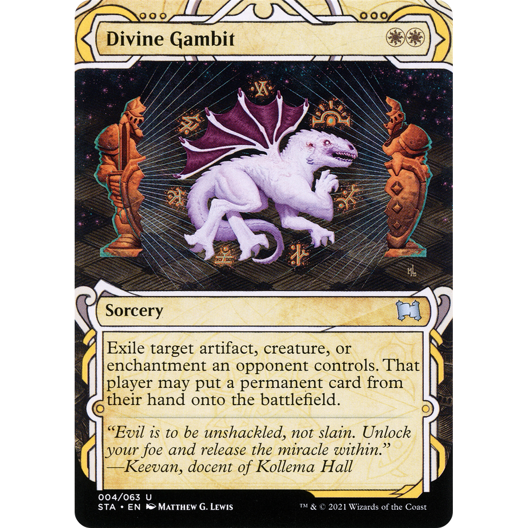 Divine Gambit (STA-004) - Strixhaven Mystical Archive: (Showcase) (Borderless) Foil