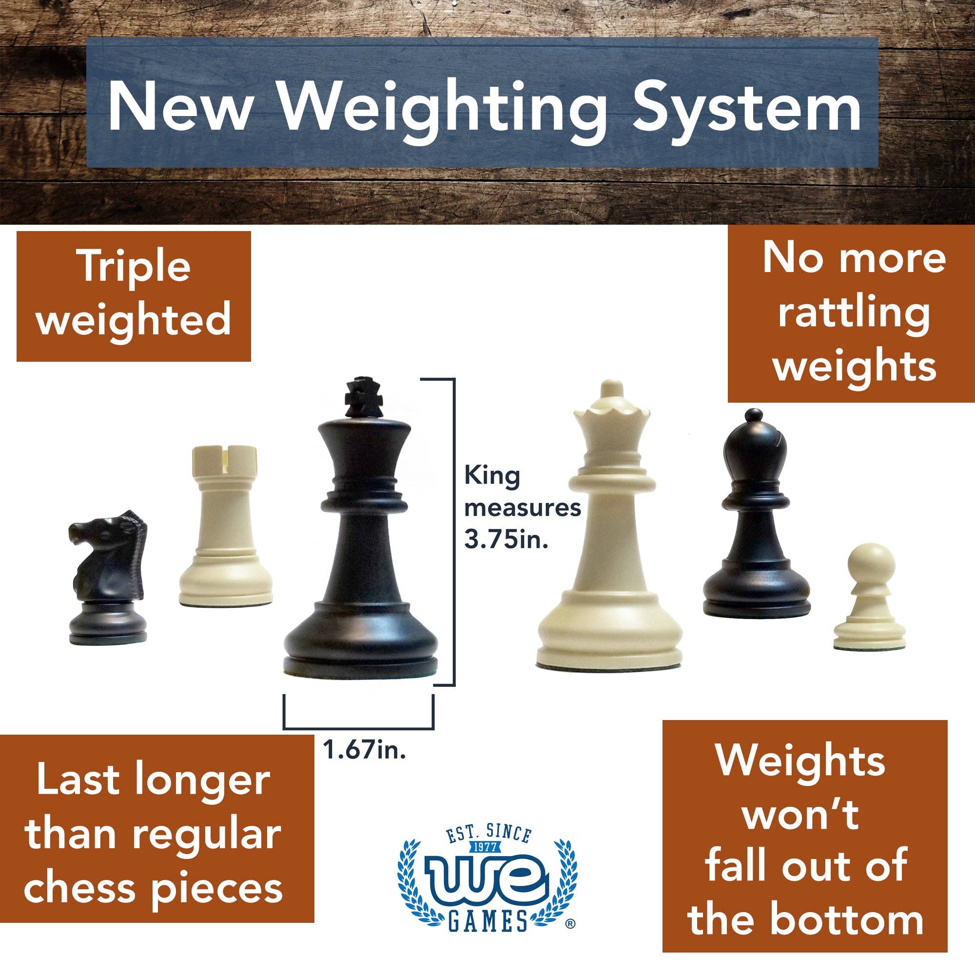 Bobby Fischer Ultimate Chess Pieces, Triple Weighted