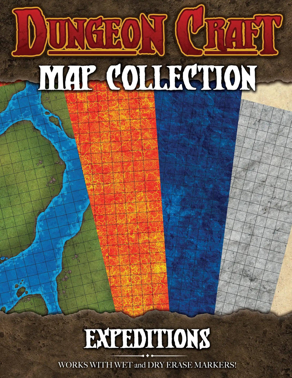 Dungeon Craft Battlemap 4 Pack: Expeditions - Double-Sided Dry/Wet Erase RPG Maps