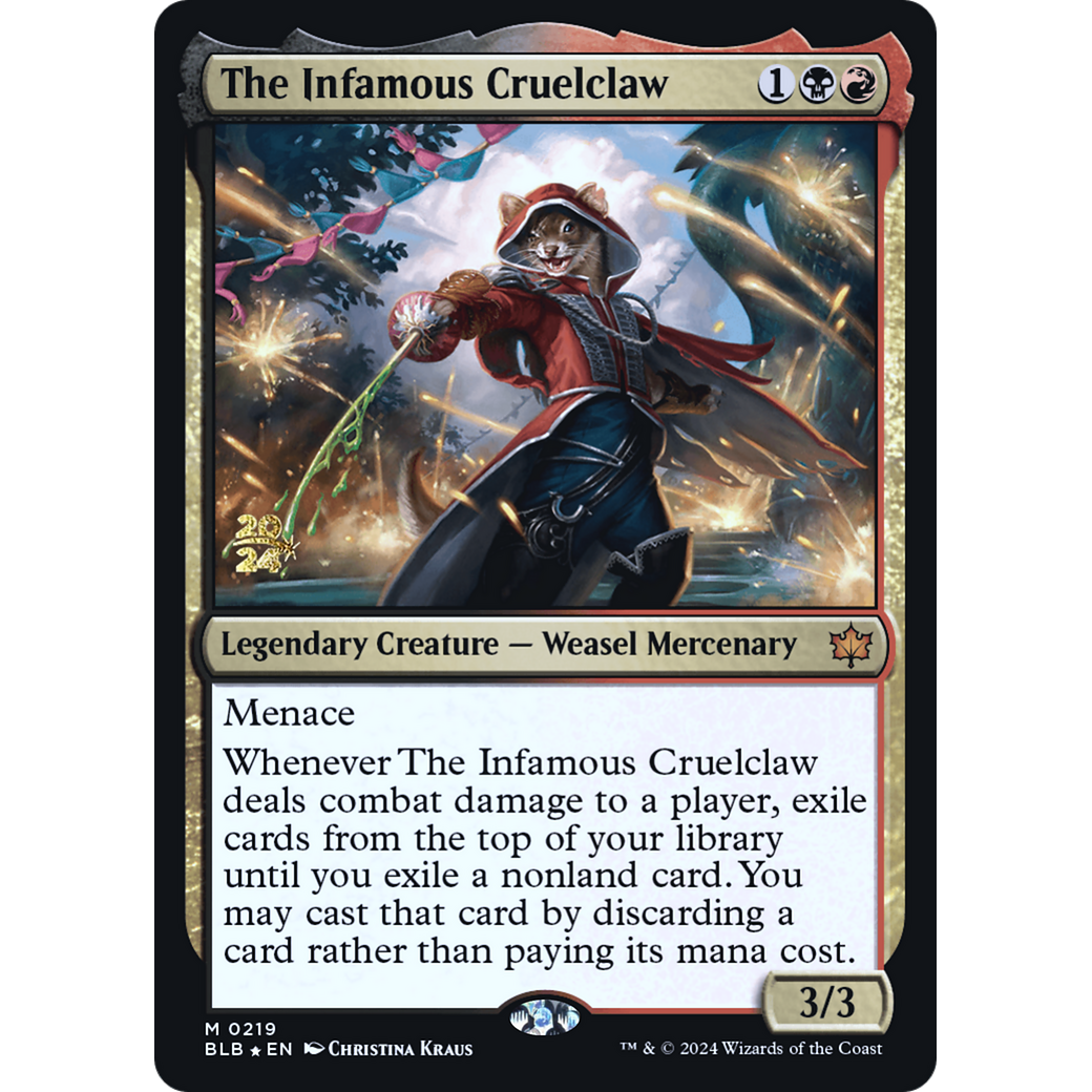 The Infamous Cruelclaw (PRE-219S) - Bloomburrow Promos Foil