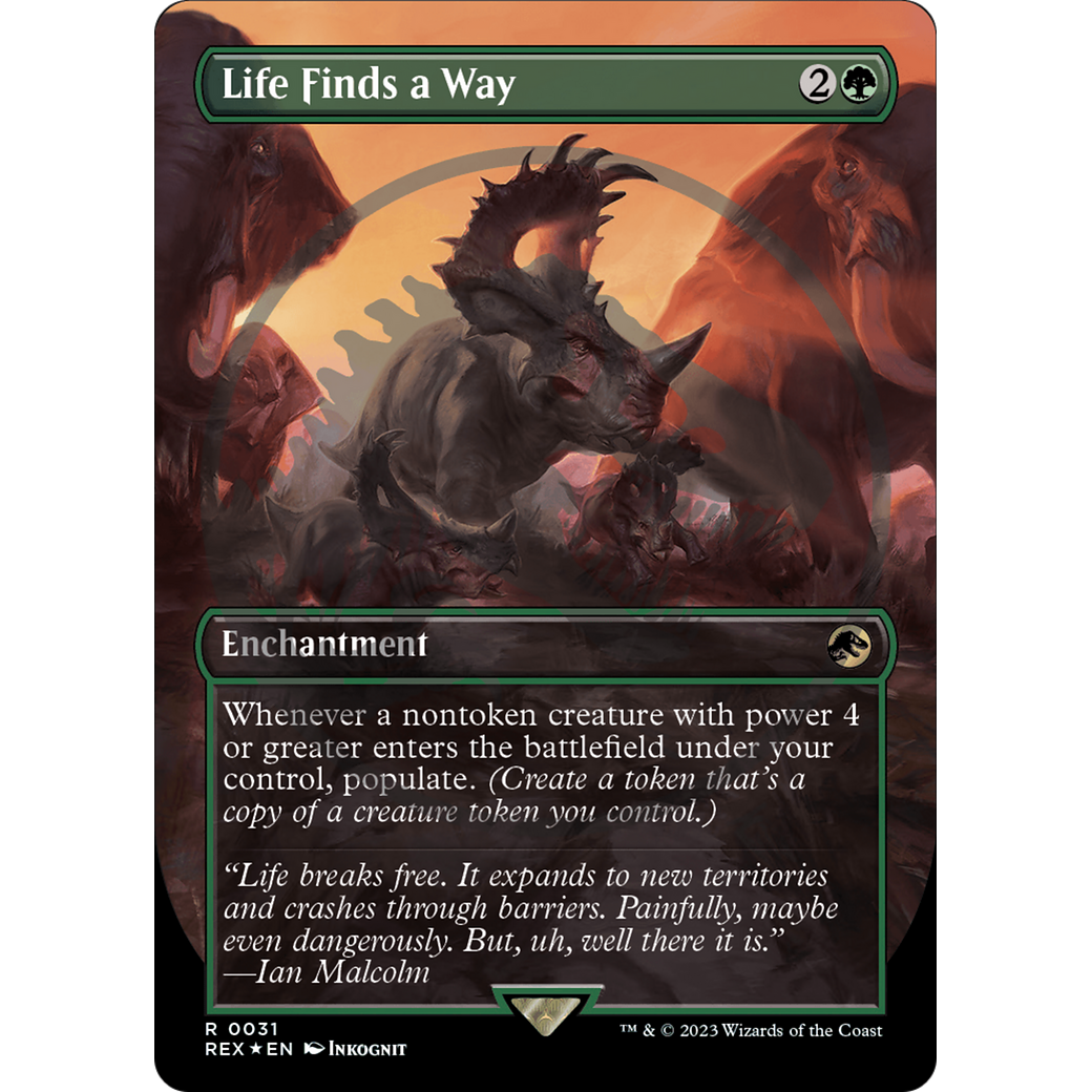 Life Finds a Way (Borderless) (Emblem) (REX-031) - Jurassic World Collection (Borderless) Foil