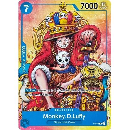 Monkey.D.Luffy (2nd Anniversary Stamped Promo) (P-043) - One Piece Promotion Cards