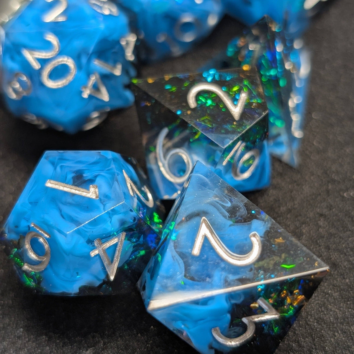 Apatite Glintcrystal - 7 Piece Polyhedral Dice Set