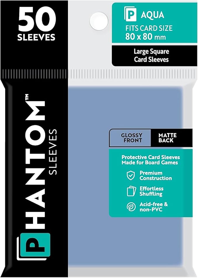 Phantom Sleeves: Aqua Glossy/Matte 50ct 80mmx80mm