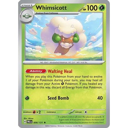 Whimsicott 8 - SV Prismatic Evolutions Reverse Holofoil