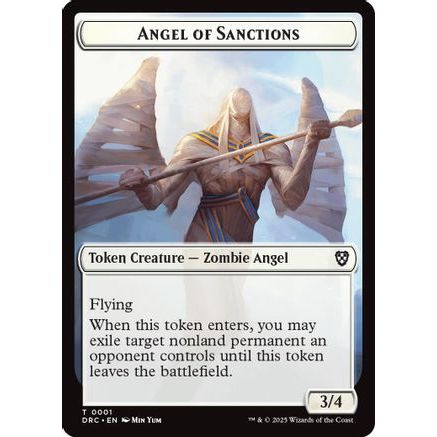 Angel of Sanctions // Vizier of Many Faces Double-Sided Token (DRC-1 // 2) - Commander: Aetherdrift Foil