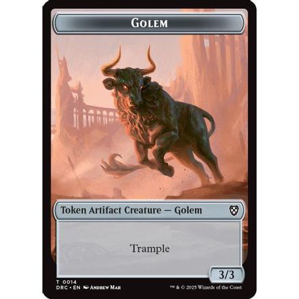 Golem (0014) // Golem (0015) Double-Sided Token (DRC-14 // 15) - Commander: Aetherdrift Foil