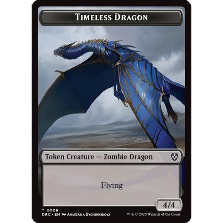 Timeless Dragon // Zombie (0007) Double-Sided Token (DRC-6 // 7) - Commander: Aetherdrift Foil