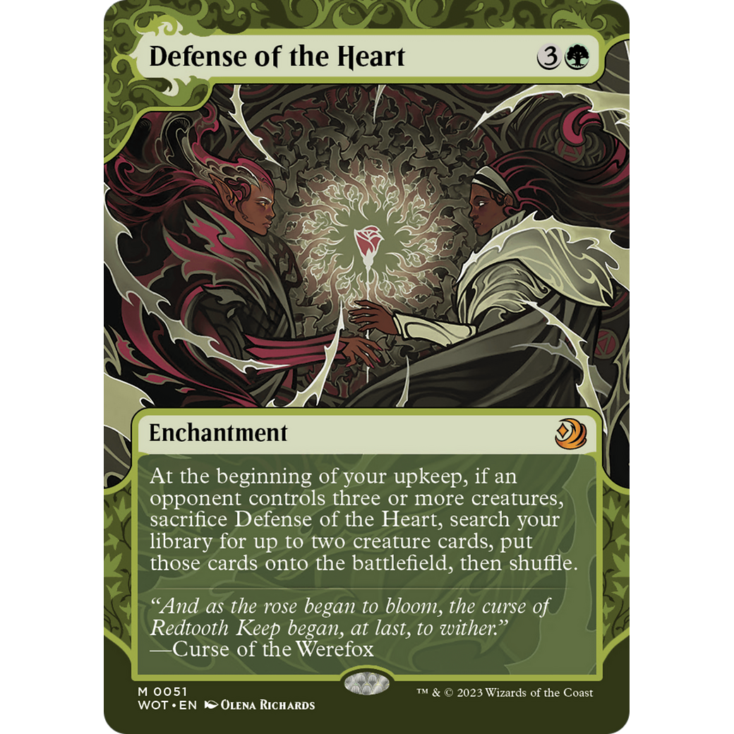 Defense of the Heart (WOT-051) - Wilds of Eldraine: Enchanting Tales: (Showcase) (Borderless) Foil