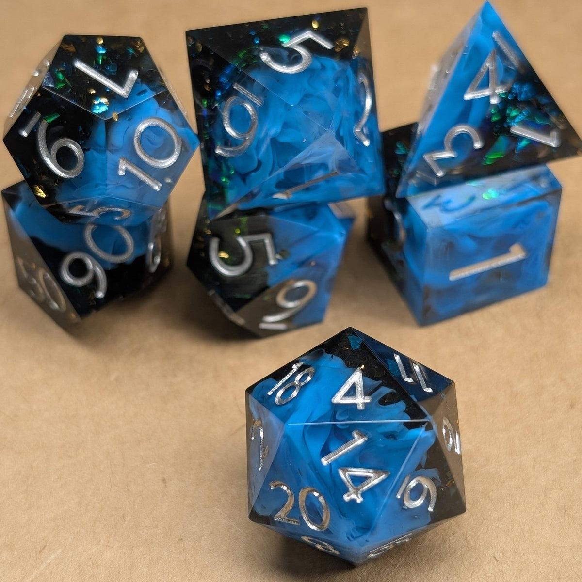 Apatite Glintcrystal - 7 Piece Polyhedral Dice Set