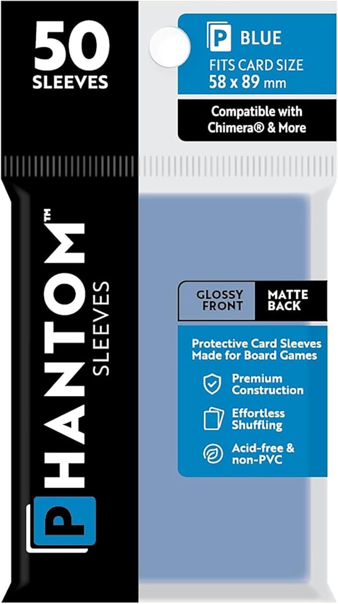 Phantom Sleeves: Blue Glossy/Matte 50ct 58mmx89mm