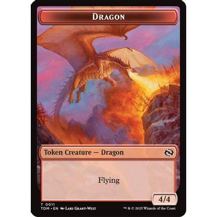 Dragon (0011) // Warrior Double-Sided Token (TDM-11 // 13) - Tarkir: Dragonstorm Foil