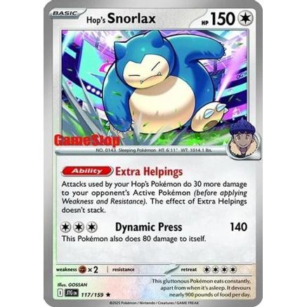 Hop's Snorlax - 117/159 (GameStop) (Cosmos Holo) 117 - Miscellaneous Cards & Products Holofoil