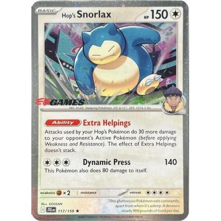 Hop's Snorlax - 117/159 (EB Games) (Cosmos Holo) 117 - Miscellaneous Cards & Products Holofoil