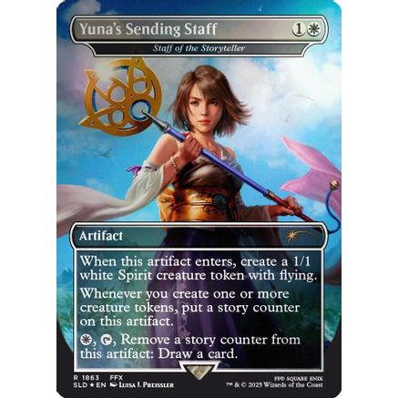 Yuna's Sending Staff - Staff of the Storyteller (Rainbow Foil) (SLD-1863) - Secret Lair Drop Series Foil