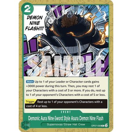 Demonic Aura Nine-Sword Style Asura Demon Nine Flash (Reprint) (OP07-036) - Starter Deck 24: GREEN Jewelry Bonney