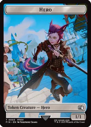 Hero (0003) // Wizard (0014) Double-Sided Token (FIN-3 // 14) - FINAL FANTASY Foil