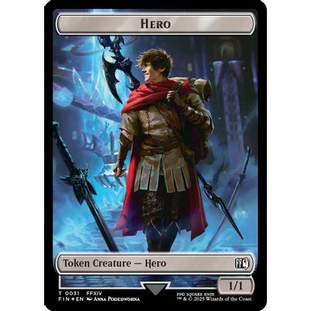 Hero (0031) // Wizard (0035) Double-Sided Token (Surge Foil) (FIN-31 // 35) - FINAL FANTASY Foil