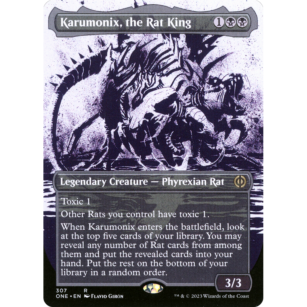 Karumonix, the Rat King (ONE-307) - Phyrexia: All Will Be One: (Showcase) (Borderless) Foil