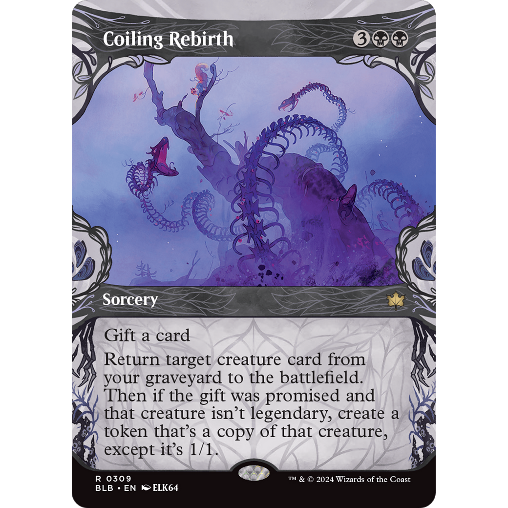 Coiling Rebirth (BLB-309) - Bloomburrow: (Showcase) (Borderless) Foil