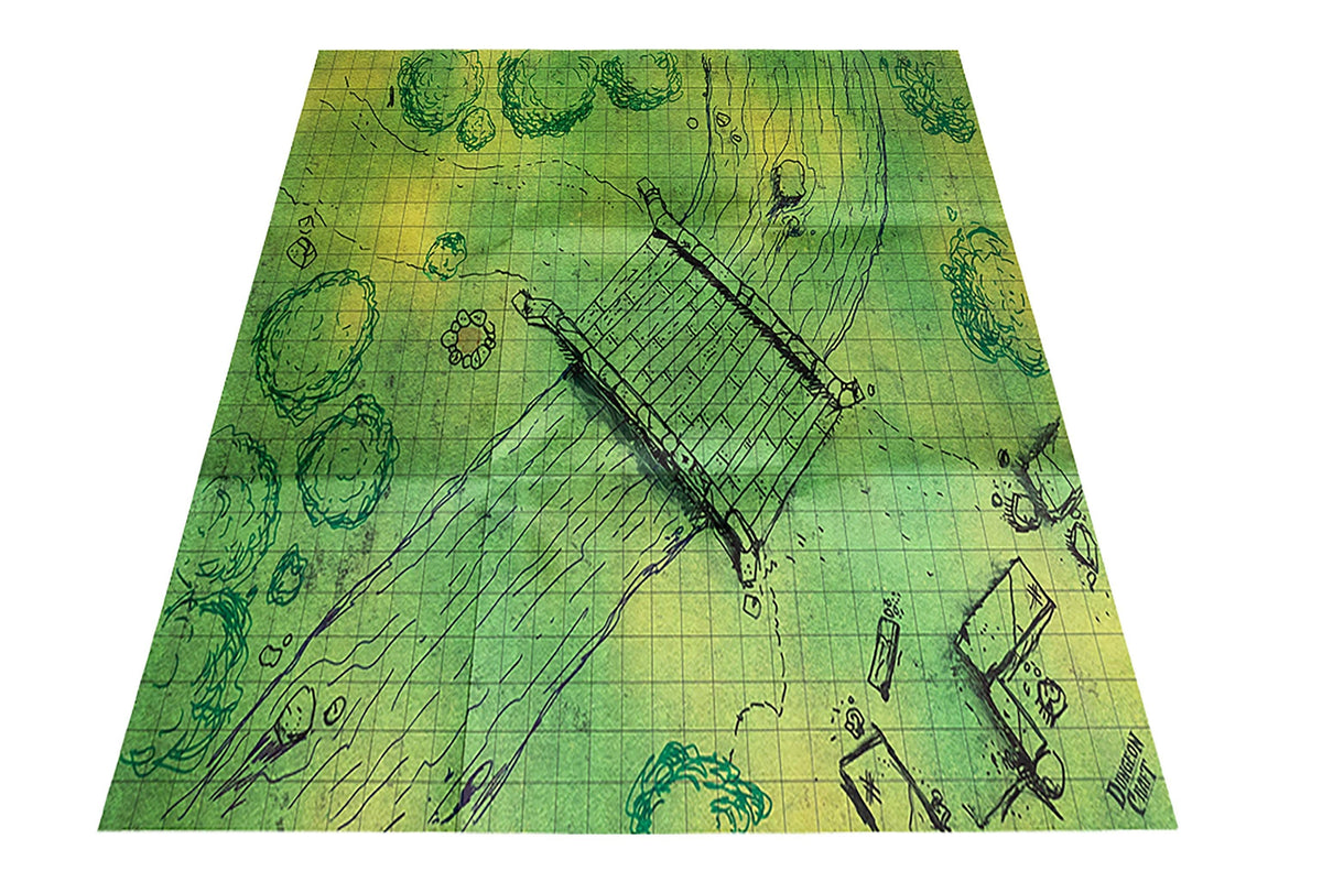 Dungeon Craft Battlemap: Grasslands and River - Double-Sided Dry/Wet Erase RPG Map
