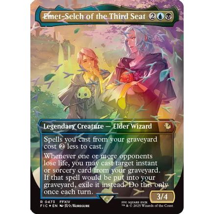 Emet-Selch of the Third Seat (Borderless) (Chocobo Track Foil) (FIC-473) - Commander: FINAL FANTASY Foil