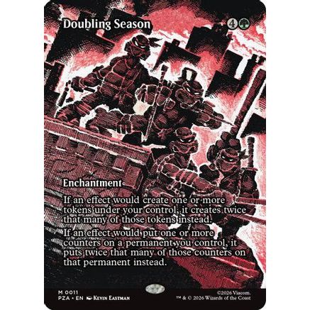 Doubling Season (Borderless) (PZA-011) - Teenage Mutant Ninja Turtles Eternal-Legal Foil
