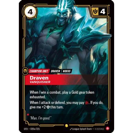 Draven - Vanquisher (Alternate Art) (020a/221) - Spiritforged Foil