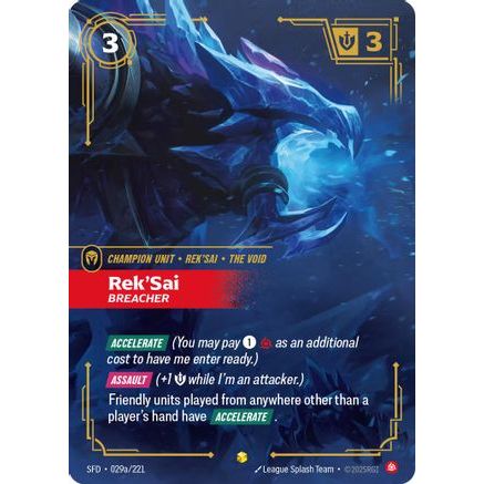 Rek'Sai - Breacher (Alternate Art) (029a/221) - Spiritforged Foil