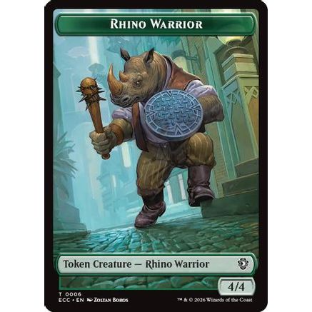 Rhino Warrior // Elemental (0010) Double-Sided Token (ECC-6 // 10) - Commander: Lorwyn Eclipsed Foil