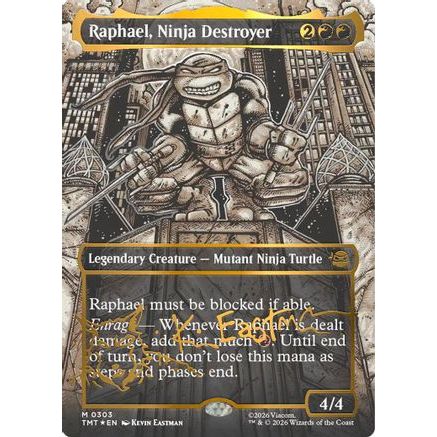 Raphael, Ninja Destroyer (Borderless) (Gold-Stamped Signature) (TMT-303) - Teenage Mutant Ninja Turtles Foil