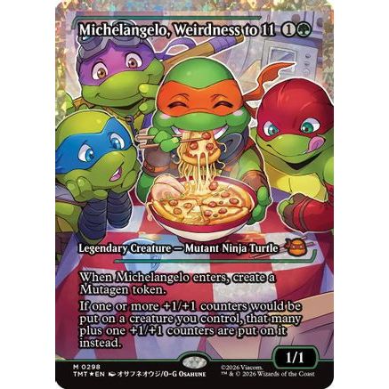 Michelangelo, Weirdness to 11 (Showcase) (Fracture Foil) (TMT-298) - Teenage Mutant Ninja Turtles Foil