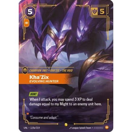Kha'Zix - Evolving Hunter (Alternate Art) (119a/219) - Unleashed Foil