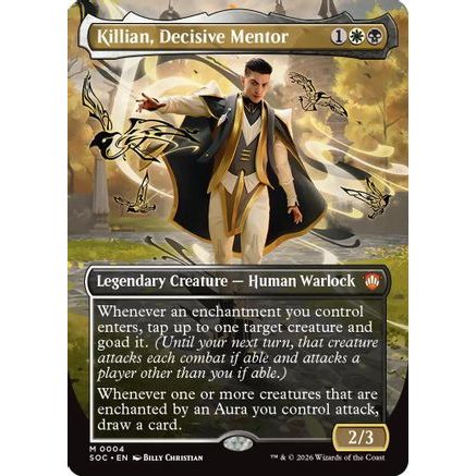 Killian, Decisive Mentor (Borderless) (SOC-004) - Commander: Secrets of Strixhaven Foil