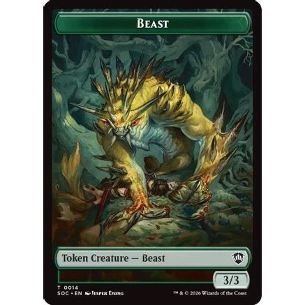 Beast // Fractal (0004) Double-Sided Token (SOC-14 // 4) - Commander: Secrets of Strixhaven