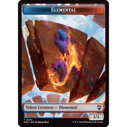 Elemental (0021) // Phyrexian Myr Double-Sided Token (SOC-21 // 8) - Commander: Secrets of Strixhaven